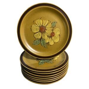 Berkeley House Dinner Plate 10-3/4" Marguerita Stoneware 70s VTG Yellow Floral